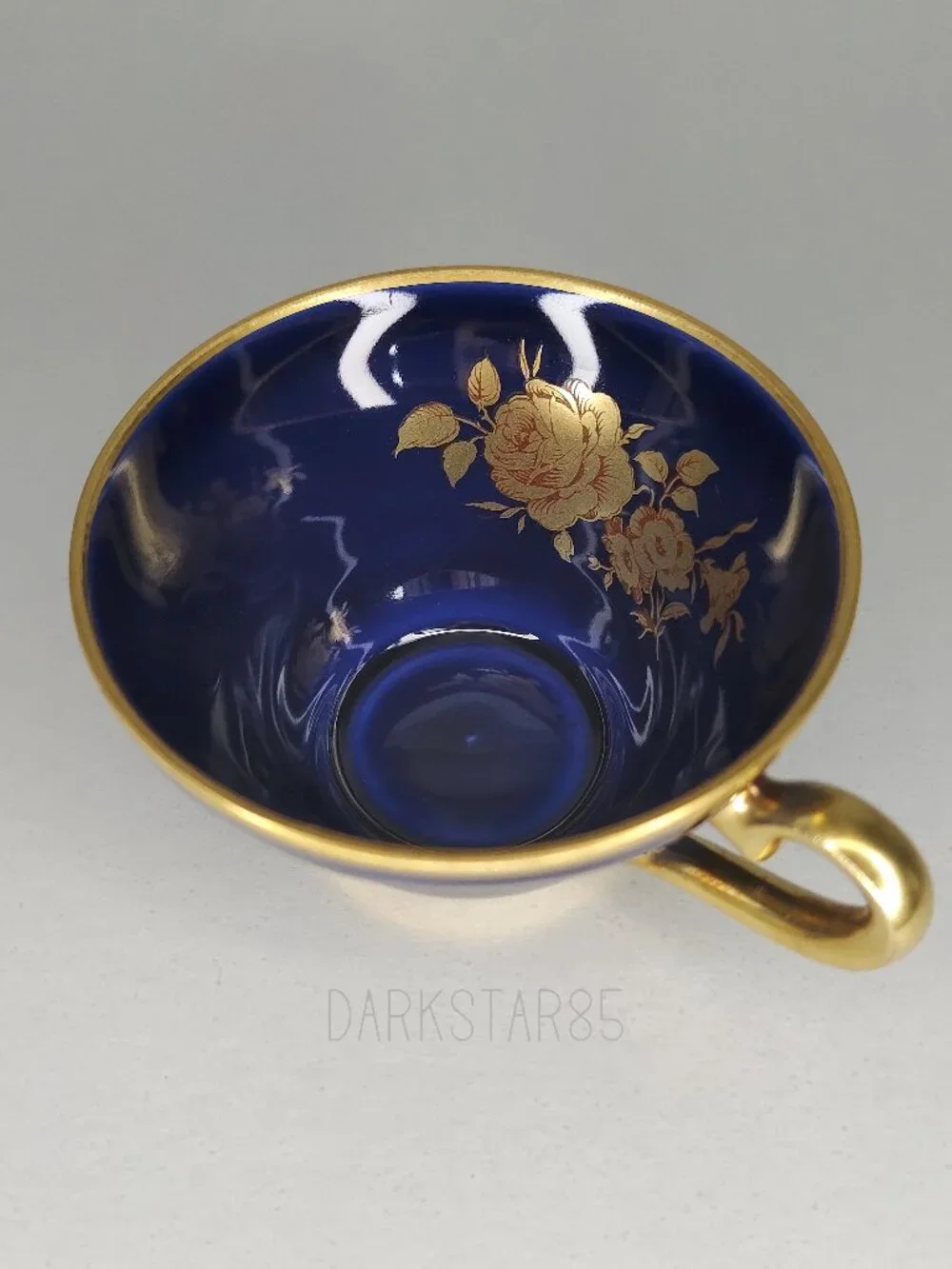 Vintage Bareuther & Co. Waldassen Bavaria Echt Cobalt Floral Teacup and Saucer